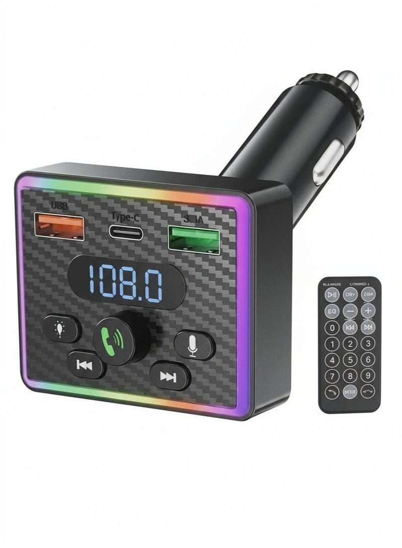 Bluetooth wireless car MP3 player with FM transmitter and MP3 player - LCD screen, car charger and USB remote control for fast charging, hands-free calling and music streaming. - Image 1